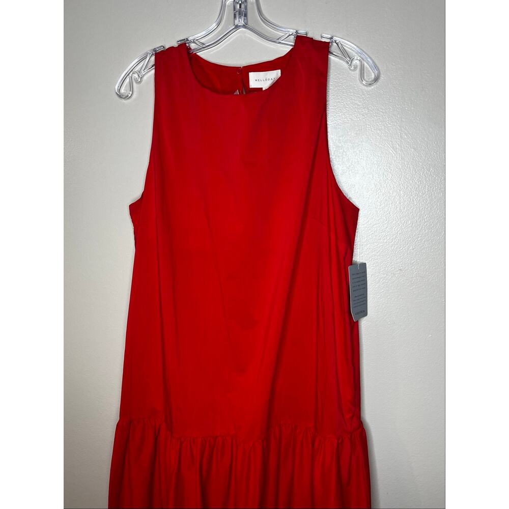 MELLODAY Bright Orange Sleeveless Tiered Prarie Maxi Dresss Size L - Picture 9 of 9
